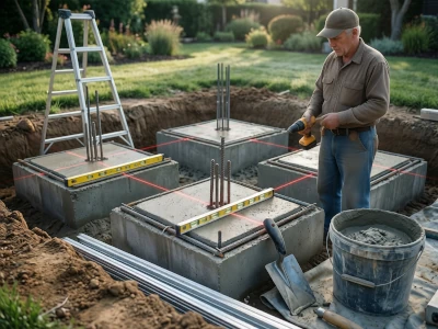 Particulier montant une pergola