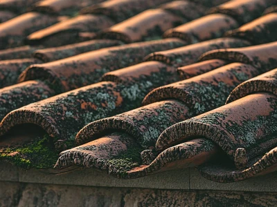 tuiles canal terre cuite mousse lichen toiture d12ea