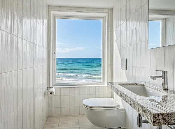 Optimisation volume petite salle d'eau wc suspendu appartement Fréjus