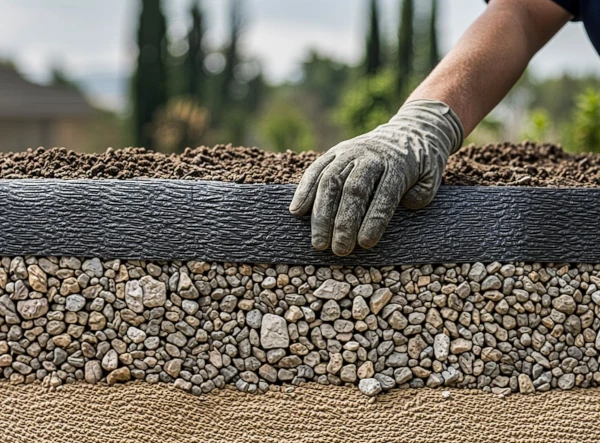 Schéma technique coupe sol multicouche dressage maçonnerie Var