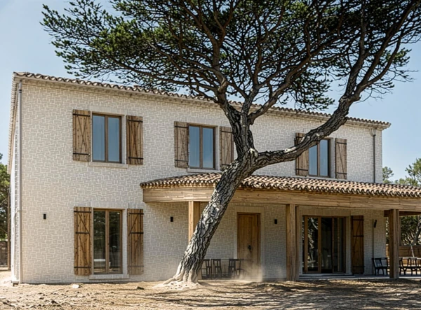 Villa moderne exposée au soleil intense et au vent mistral à Fréjus nécessitant une isolation performante