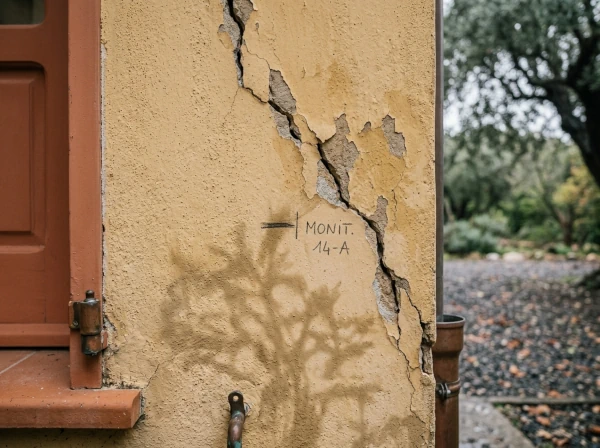 Surveillance d'une fissure de façade après la pluie à Fréjus