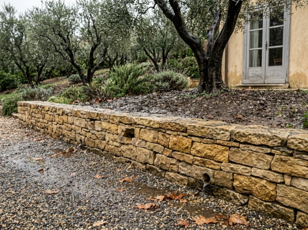 Contrôle d'un muret de soutènement après fortes pluies à Fréjus