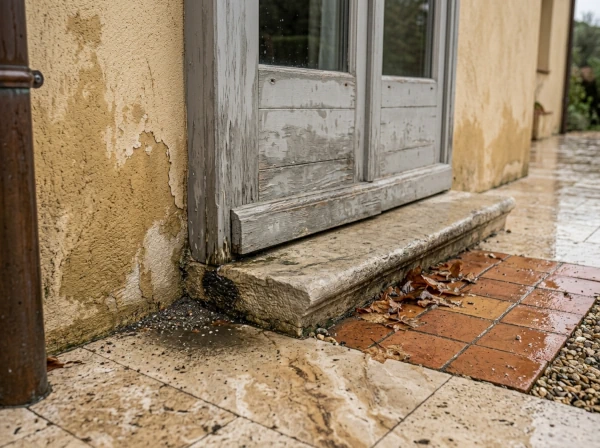Vérification de l'étanchéité d'un seuil de porte après la pluie à Fréjus