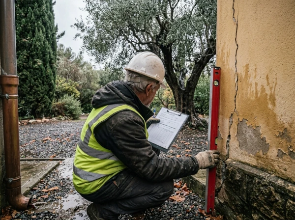 Visite de contrôle des abords d'une maison après fortes pluies à Fréjus