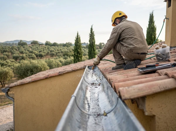 Entretien annuel d'une gouttière sur une maison à Fréjus dans le Var