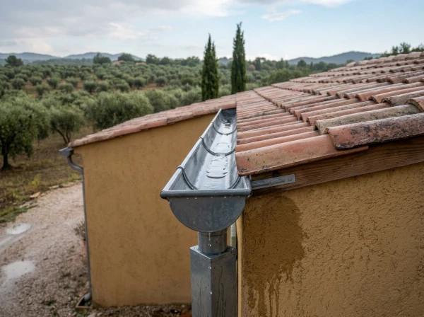 Contrôle d'une gouttière après un orage à Fréjus dans l'Est Var