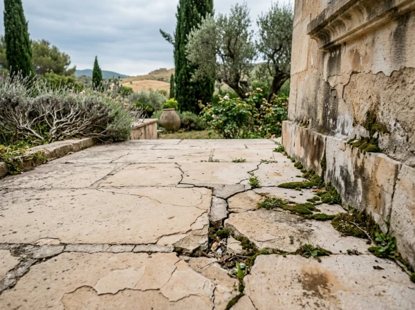 Dégâts causés par l'eau stagnante sur une terrasse à Fréjus dans le Var