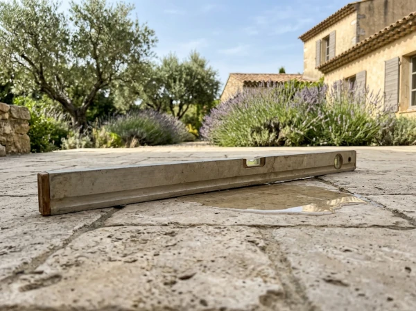 Mesure de la pente d'une terrasse au niveau à bulle à Fréjus