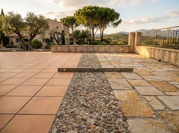 Pente minimale selon le revêtement de terrasse à Fréjus dans le Var