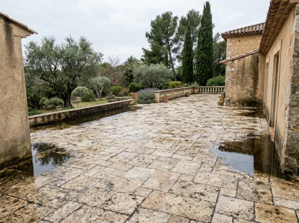 Repérage des points bas et contre-pentes sur terrasse à Fréjus