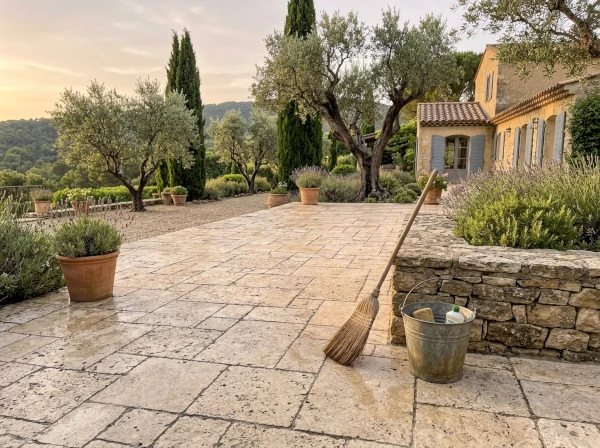 Entretien d'une terrasse après correction de pente à Fréjus dans le Var