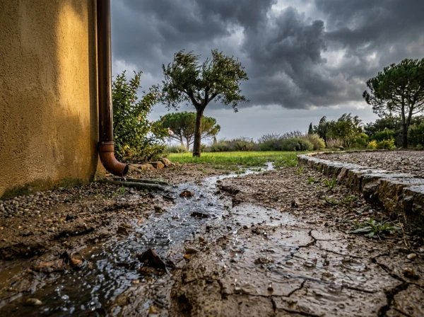Ciel d'orage d'automne au-dessus d'une maison à Fréjus avant les pluies méditerranéennes